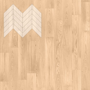Паркет Елка Французская Lab Arte Chevron Дуб Селект Блонд лак 600/475х125х14/3/45° в интерьере