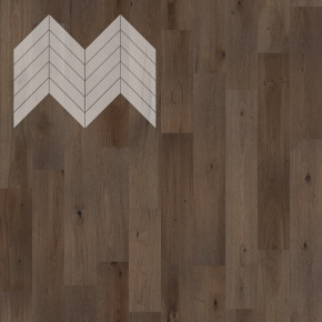 Паркет Елка Французская Lab Arte Chevron Дуб Натур Кайт лак 600/490х110х14/3/45° в интерьере
